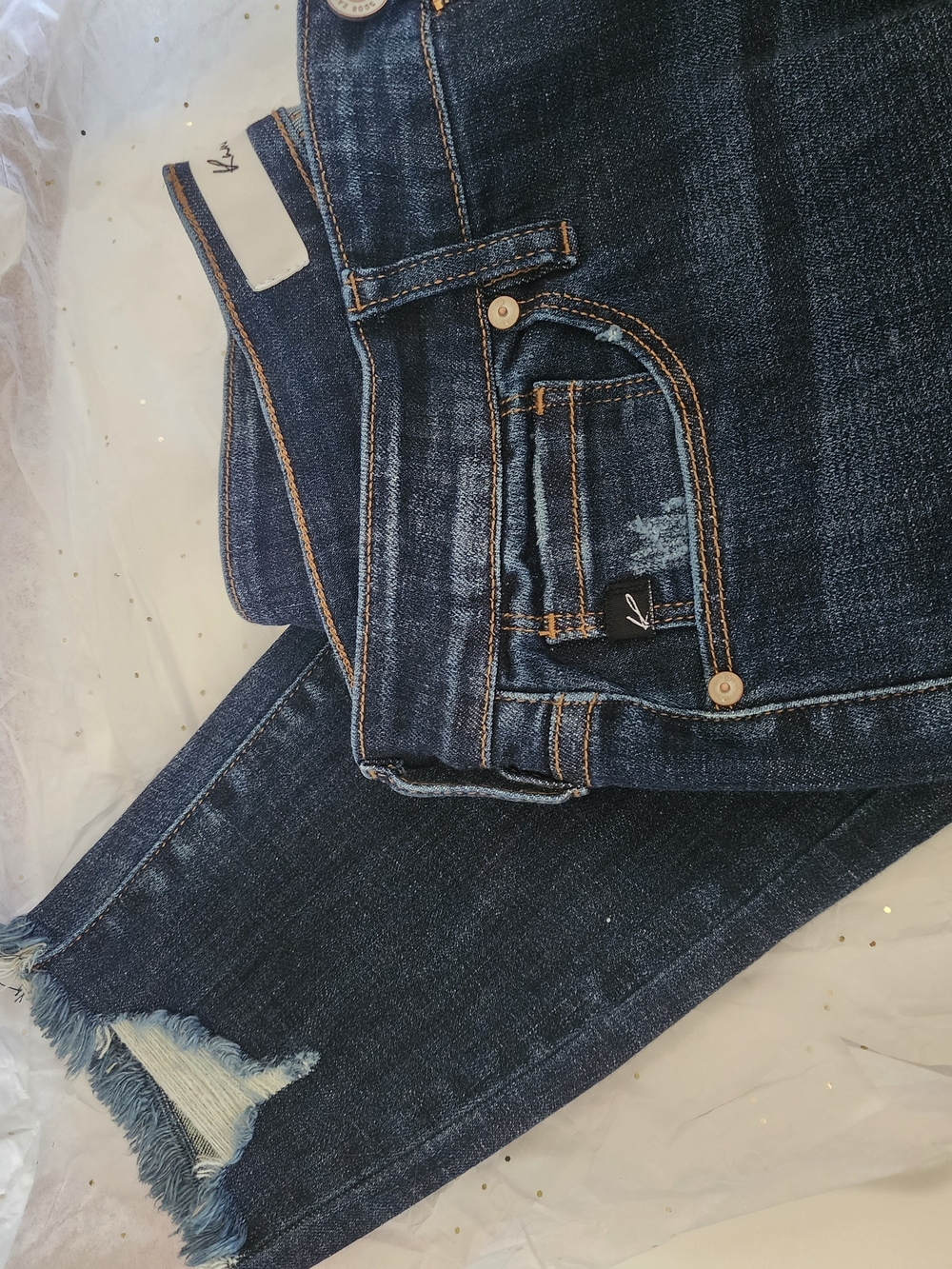 Dark Wash Distressed Skinny Jeans - Blue